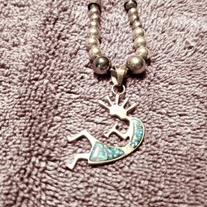 Native kokopelli 22" 925 necklace